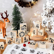 Load image into Gallery viewer, Vintage Xmas Night Wooden Stamps