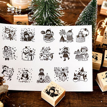 Load image into Gallery viewer, Vintage Xmas Night Wooden Stamps