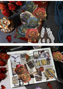 Vintage Style Gold Foiled Rose Stickers
