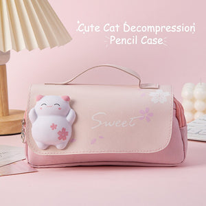Sweet Kitty Large Pink Pencil Case