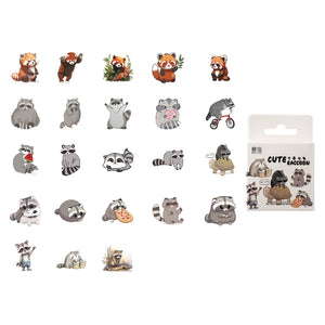 Adesivi Procione Kawaii – 100 Pezzi In Vinile Impermeabile 3-6 Cm Per Laptop, Auto, Skateboard, Bottiglie