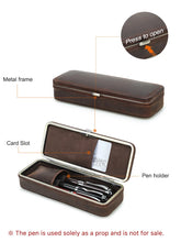 Load image into Gallery viewer, Heritage Trio Genuine Leather Pen Case – Handmade Edition
