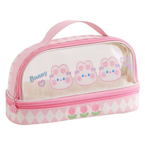 Animal Party - Double Layer Large Capacity Transparent Pencil Case