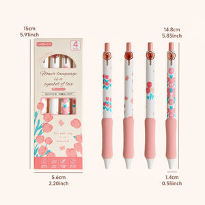 Floral Bloom Gel Pens - (4 pcs a set)