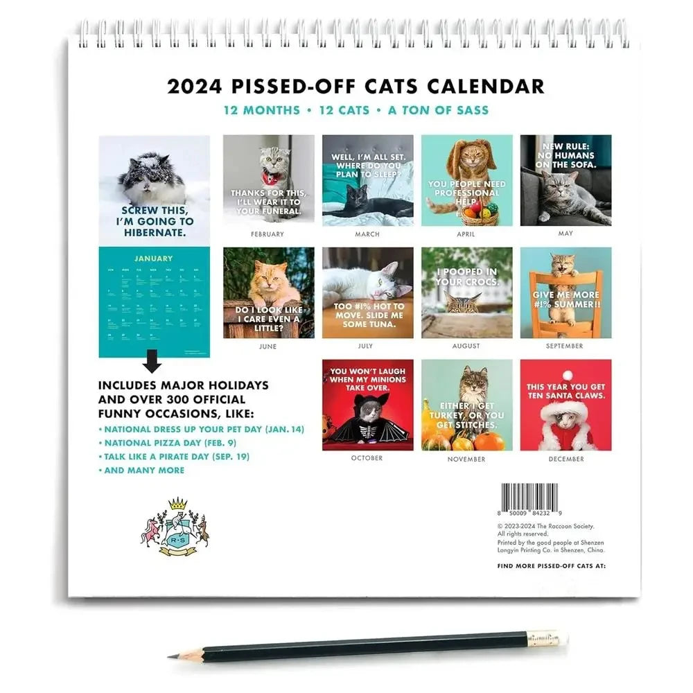 2024 Cats in Art Wall Calendar From Jan to Dec Novelty 12 Month+