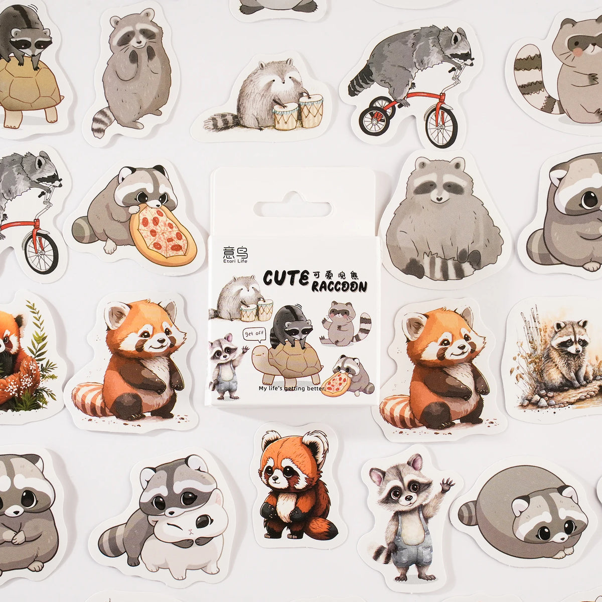 Cute Raccoon Stickers Set – Original Kawaii Pen