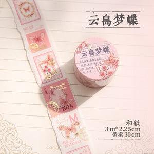 Time Notes Series Floral Gilded Washi Tapes (4 Designs)