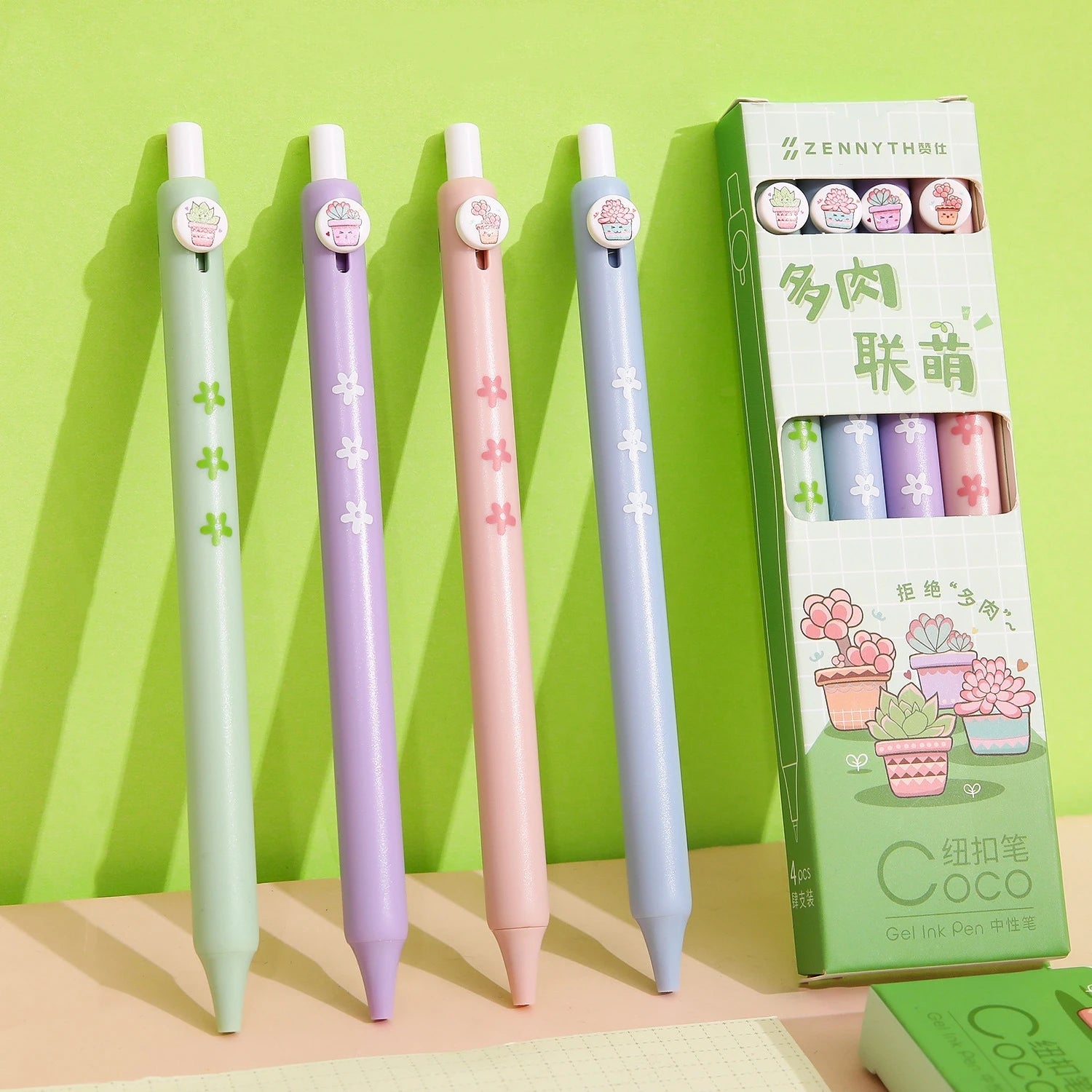 succulent pens Succulent Serenity Gel Pens Set (4pcs) – Original Kawaii Pen