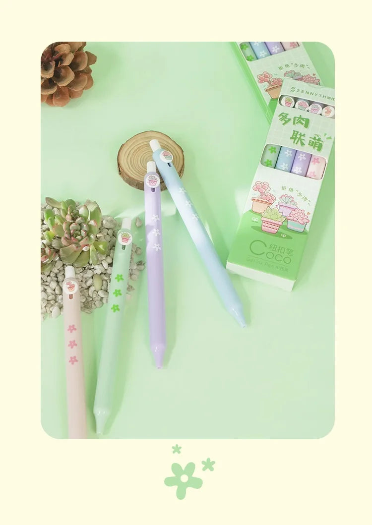 succulent pens Succulent Serenity Gel Pens Set (4pcs) – Original Kawaii Pen