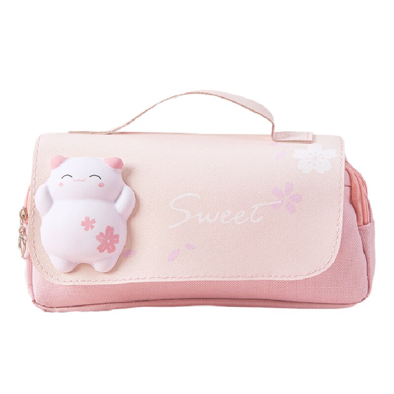 Sweet Kitty Large Pink Pencil Case