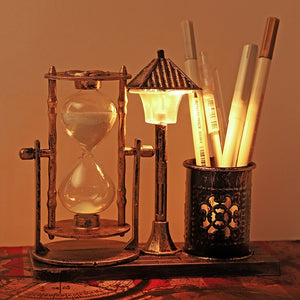 Vintage Style Hourglass Lamp & Pen Holder