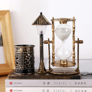 Vintage Style Hourglass Lamp & Pen Holder