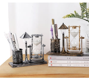 Vintage Style Hourglass Lamp & Pen Holder