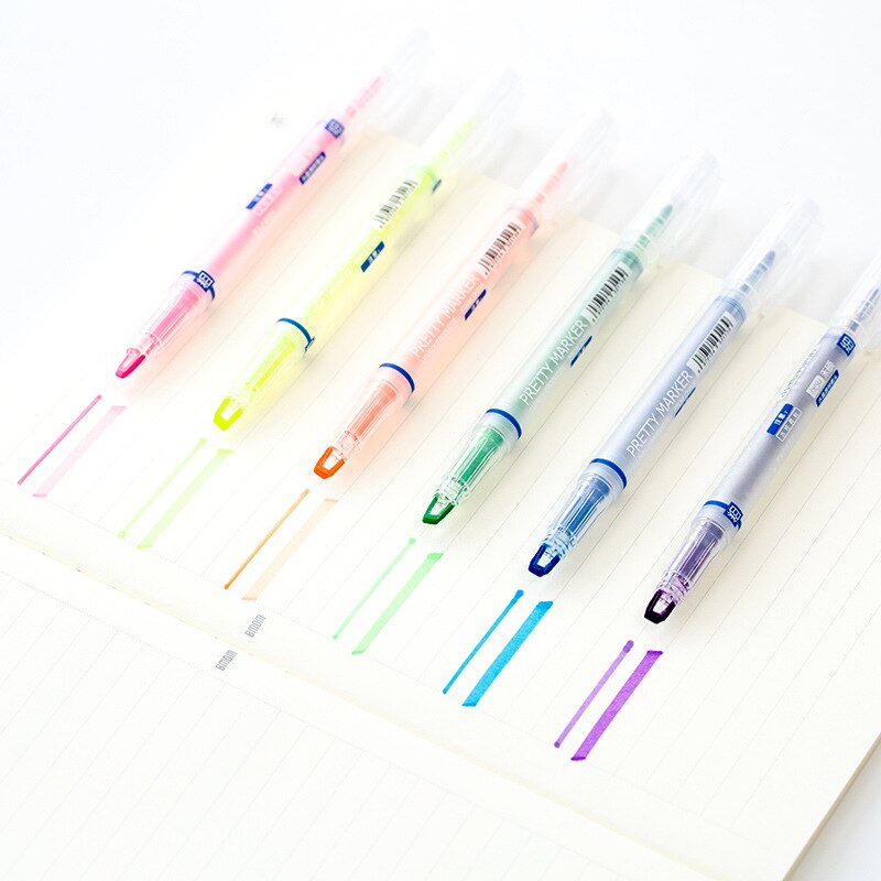 Pretty Marker Series Dual-Sided Markers and Highlighters set (6pcs) –  Original Kawaii Pen