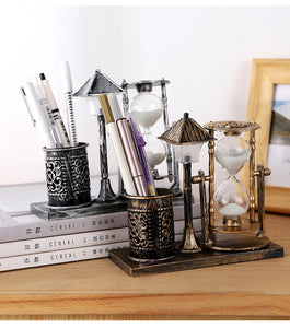 Vintage Style Hourglass Lamp & Pen Holder