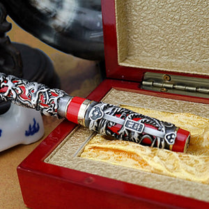 Japanese Noble Phoenix Red & Grey Dragon Fountain Pen - Limited Edition