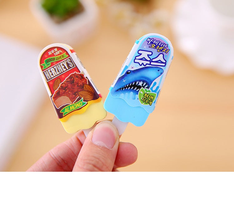 Cute Ice Cream Shaped Rubber Eraser Set, 4 Pieces