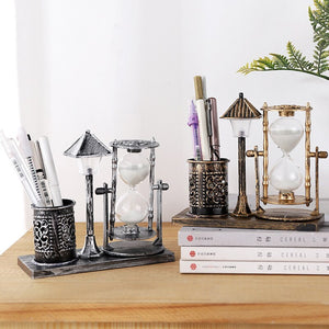 Vintage Style Hourglass Lamp & Pen Holder