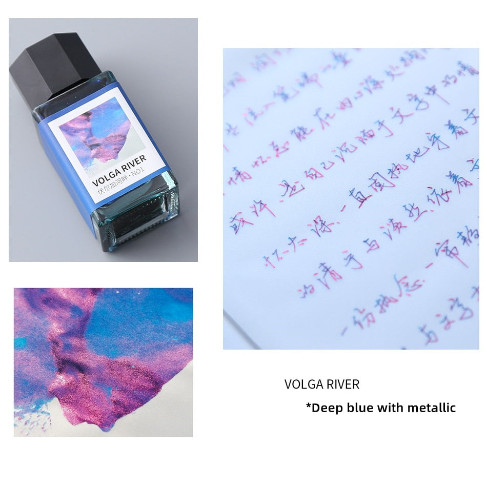 Volga River & Pine Forest Mettalic Fountain Pen Inks - Limited Edition