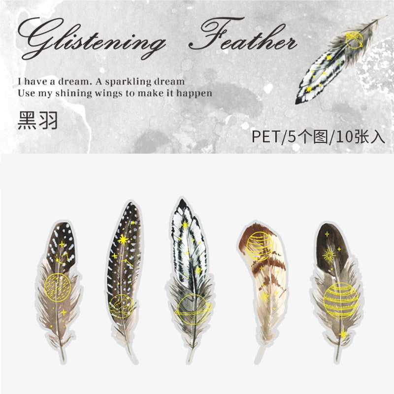 Glistening Feather Large Stickers - Limited Edition – Original Kawaii Pen