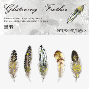 Glistening Feather Large Stickers - Limited Edition