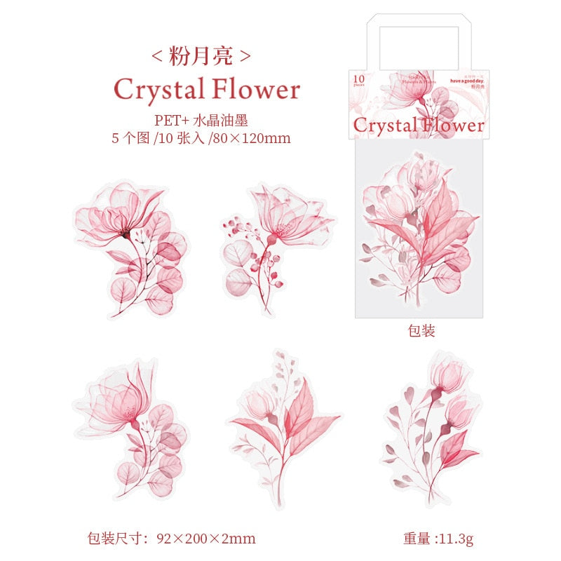 Crystal Flower Shadow Series Large Stickers – Original Kawaii Pen