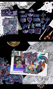 Neon Light Travel Diary Stickers (4 Designs)