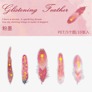 Glistening Feather Large Stickers - Limited Edition