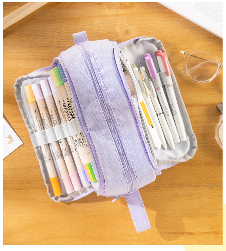 Wholesale Pencil Bags ANGOO Ins Kawaii Canvas Double Layer Large Capacity  Case Bag Box Pencils Pouch For Kids School Stationery From Hemplove, $14.21