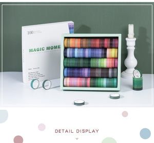Magic Moment Rainbow Color Washi Tape Set (100 pcs)