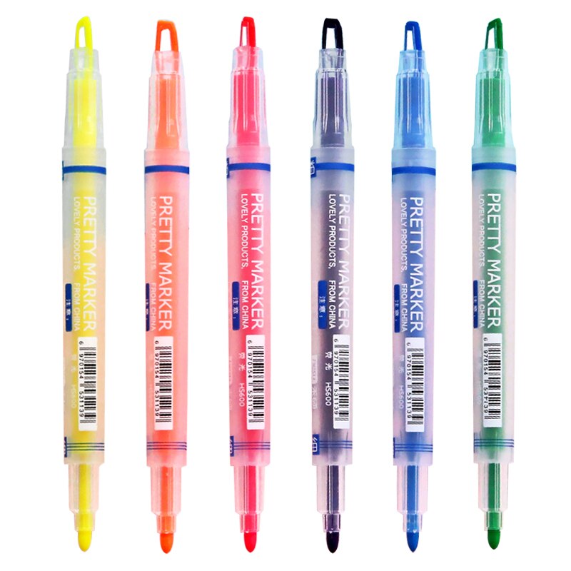 Double End Highlighters, Dual Tip Marker Pens, Highlighters, Thick/thin  Markers, School Supplies, Kawaii Stationery -  Denmark