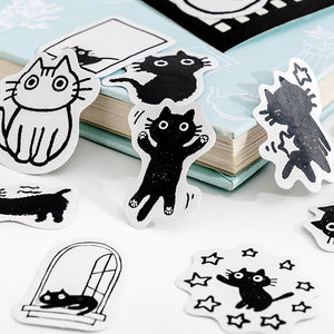 Naughty Black Kitten Stickers