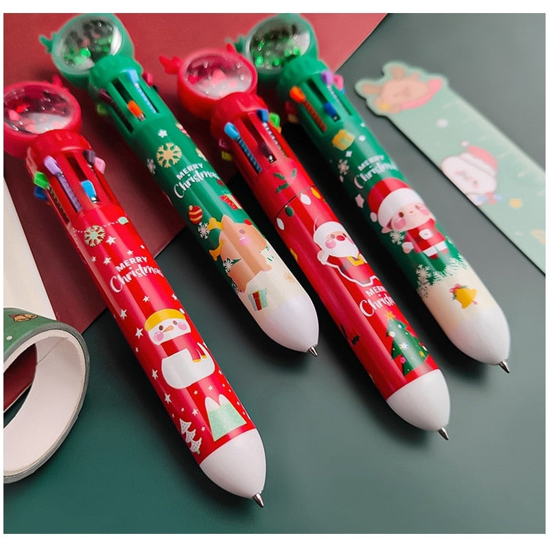 Ciieeo 8pcs Ten Color Ballpoint Pen 10 in 1 Multi Color Pen Retractable  Christmas Pens Rainbow Pencils Multi Colored Pens in One Comfort Office