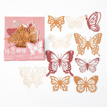 Load image into Gallery viewer, 10pcs Vintage Butterfly Flower Window Material Paper Hollow Handbook Background Paper Decorative Lable Junk Journal Planner
