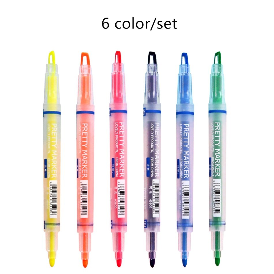Pretty Marker Series Dual-Sided Markers and Highlighters set (6pcs) –  Original Kawaii Pen