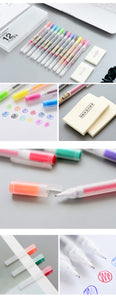 Japanese Style Colored Gel Pen + Memo Pad Set (12 Color Set)