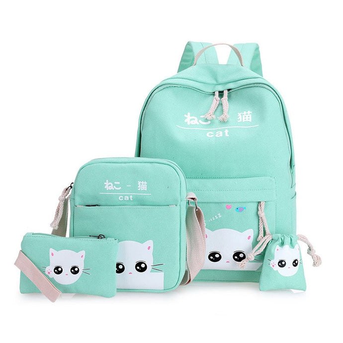 Cute Korean Cat Backpack ⭐ Value Pack 4Pcs Set⭐ - Original Kawaii Pen