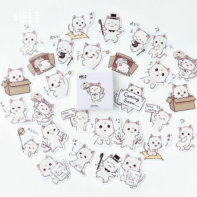 White Kitty Stickers - Original Kawaii Pen