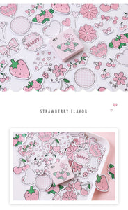 Hot Pink Strawberry Stickers - Original Kawaii Pen