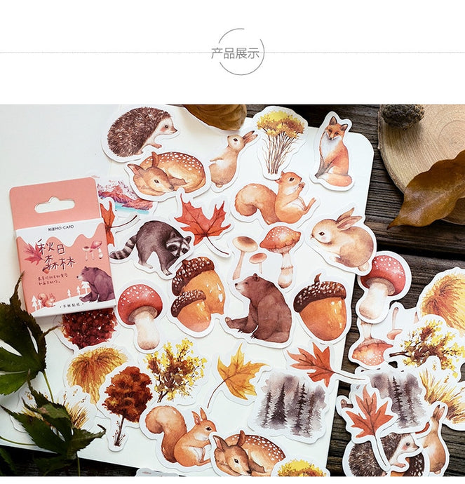 Exotic Animals and Autumn Plants Stickers - Original Kawaii Pen