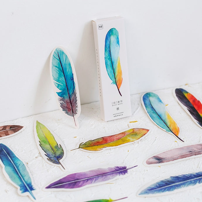 Colorful Feather Paper Bookmarks - Original Kawaii Pen