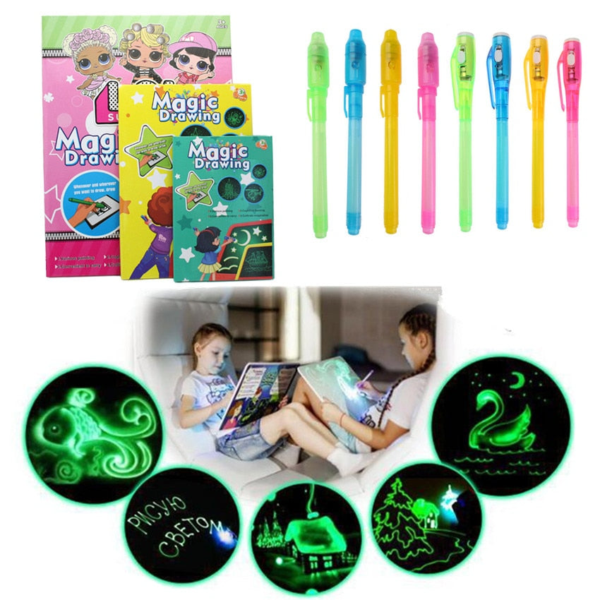5pcs Set) Drawing Templates for Glow In The Dark Neon Doodle Board