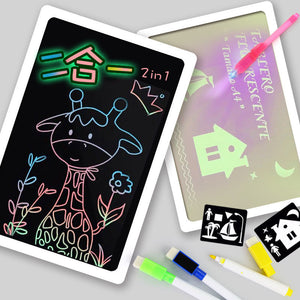 Kids Doodle Board LED Fluorescent Educational 3D Drawing Pad Glow