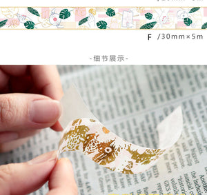 Pink & Gold Line Pattern Washi Tapes - Original Kawaii Pen