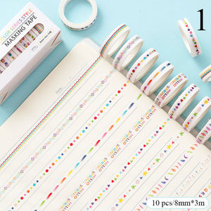 Japanese Decorative Masking Tapes ⭐Value Pack 10 Pcs Set ⭐ - Original Kawaii Pen