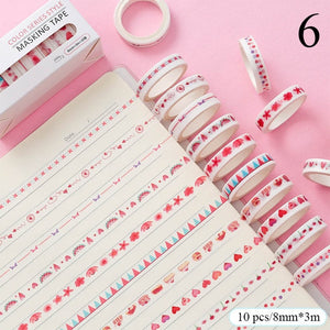 Japanese Decorative Masking Tapes ⭐Value Pack 10 Pcs Set ⭐ - Original Kawaii Pen