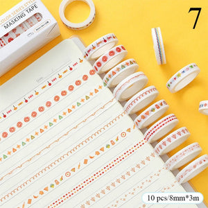 Japanese Decorative Masking Tapes ⭐Value Pack 10 Pcs Set ⭐ - Original Kawaii Pen