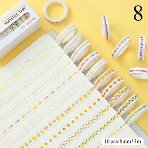 Japanese Decorative Masking Tapes ⭐Value Pack 10 Pcs Set ⭐ - Original Kawaii Pen