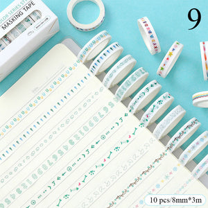 Japanese Decorative Masking Tapes ⭐Value Pack 10 Pcs Set ⭐ - Original Kawaii Pen