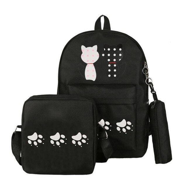 Cute Cat Canvas Backpack - The Cultured Cat